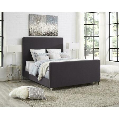 POSH LIVING Alex Linen Upholstered Platform Bed Queen Size - Charcoal BD33-03CLQ-UE